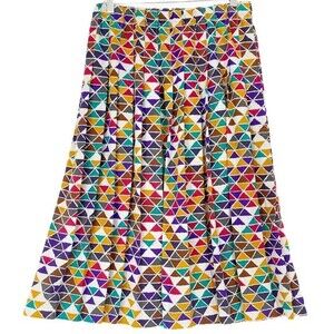VINTAGE 80s 90s Multicolor Triangle Pleated Midi